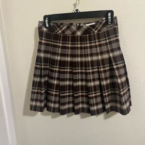 Sunday Best Brown and Cream Plaid Pleated Mini Skirt